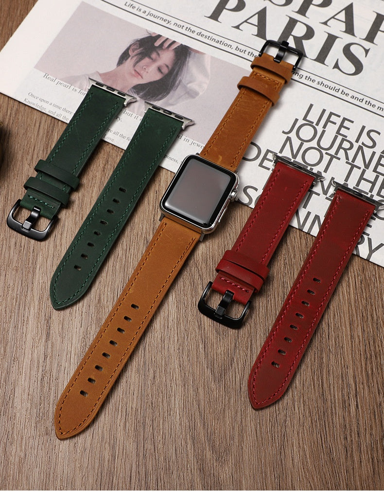 Vintage Genuine Leather Watch Strap for Apple Watch & Huawei